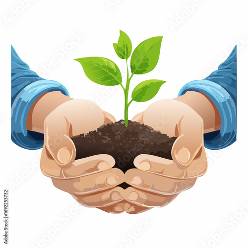 Hands Holding Small Plant Sprout