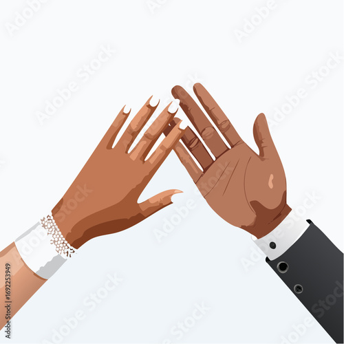 Intertwined Hands, Diverse Couple, Wedding Ceremony