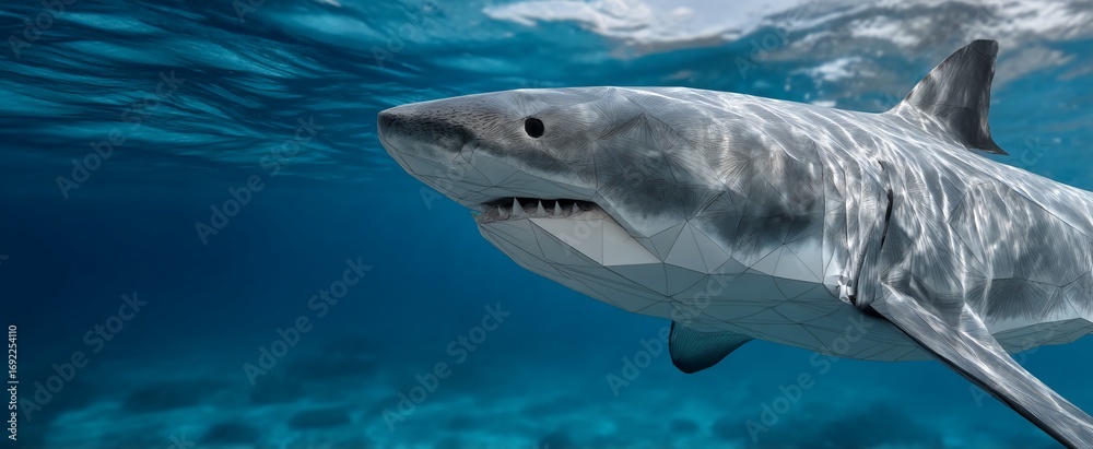 Naklejka premium Great White Shark Underwater