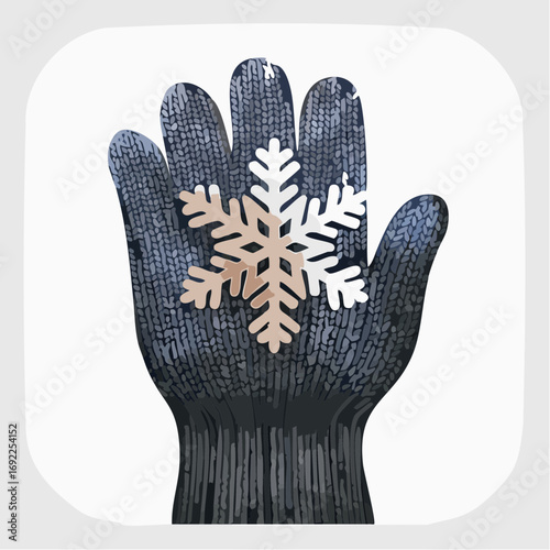 Pixelated Winter Glove With Snowflake