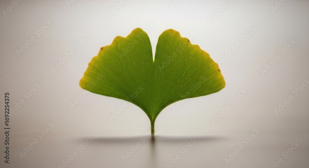 Fototapeta premium Isolated Ginkgo Biloba Leaf on White Background, Perfect for Medical and Herbal Themes