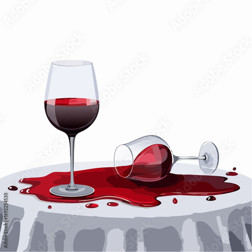 Spilled Red Wine On Tablecloth