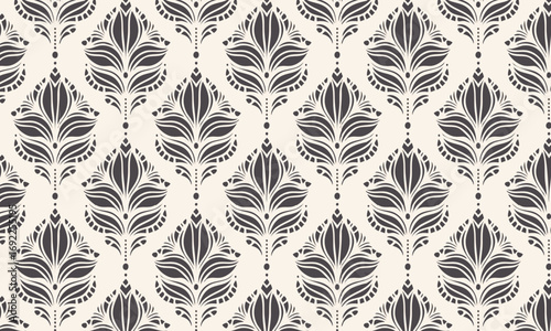 Elegant Damask Floral Seamless Pattern, Vintage Luxury Ornamental Background