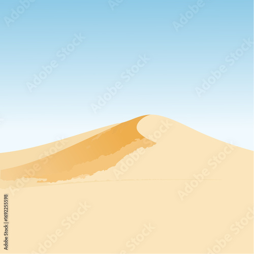 Desert Sand Dune Landscape Under Pale Blue Sky
