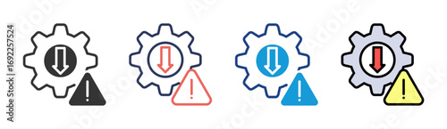 System Warning Icon Set Multiple Style Collection