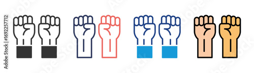 Protest Power Icon Set Multiple Style Collection
