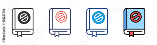 Banned Book Icon Set Multiple Style Collection