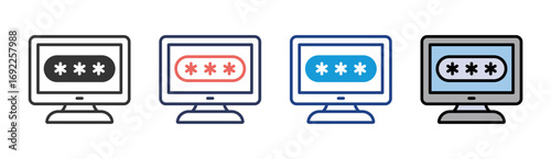 Password Security Icon Set Multiple Style Collection