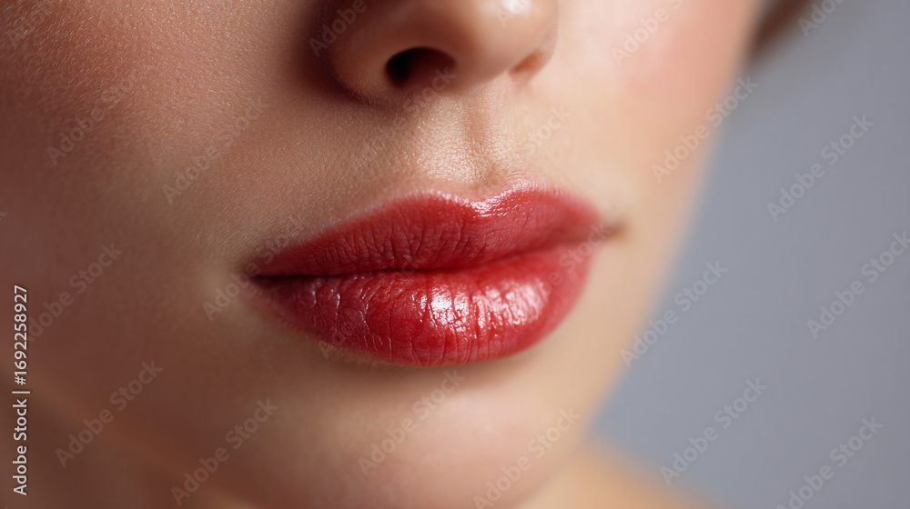 Naklejka premium Close up of red woman lips.