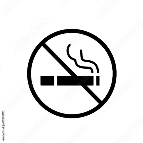 Black and white no smoking icon, symbolizing prohibition and health awareness
