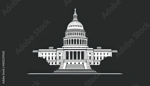 Historic architecture tour u.S. Capitol building washington d.C. Digital illustration iconic landmark front view government significance