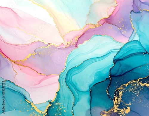 Abstract liquid paint swirls in pastel colors
