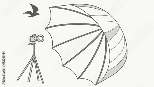 Studio Photography Setup Camera Light and Umbrella Illustration.