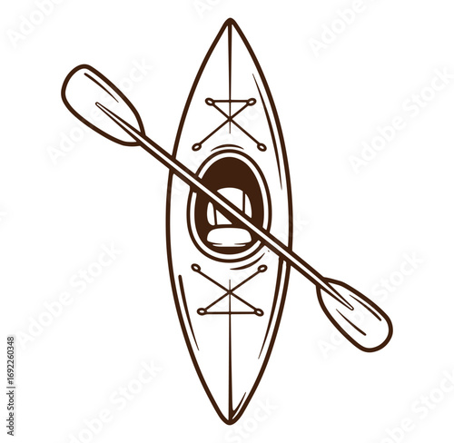 Vector illustration of a kayak with paddle perfect for adventure sports and outdoor recreation
