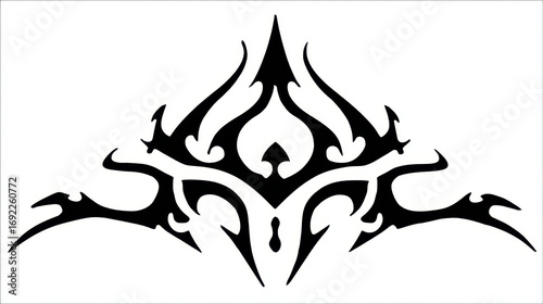 Intricate Tribal Design Symbol in Black, Artistic and Bold Ornamental Pattern for Creative Projects