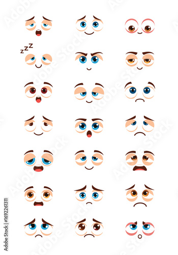 Collection of expressive cartoon eyes conveying a wide range of emotions and feelings