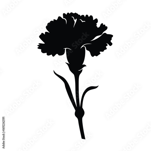 Download black carnation flower vector art silhouette illustration for graphic design projects