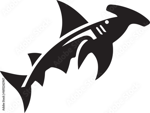 Minimalist Hammerhead Shark Vector Silhouette