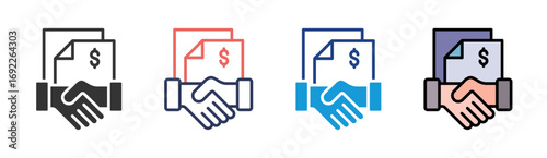 Contract Deal Icon Set Multiple Style Collection