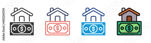 Property Finance Icon Set Multiple Style Collection