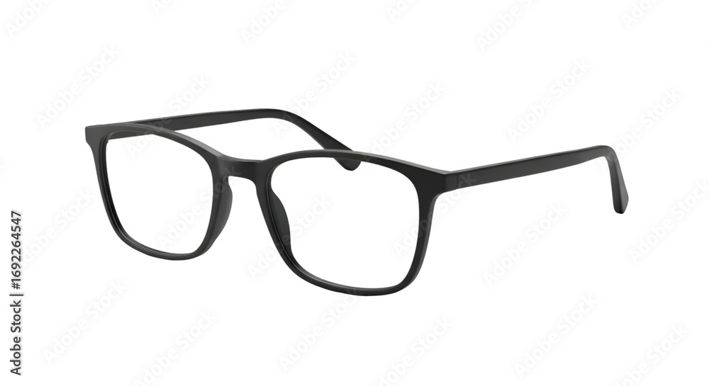 Fototapeta premium Sleek modern black eyeglasses with a minimalist square frame, perfect for professional style and clear vision, offering a sophisticated accessory for any look.