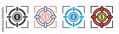 Profit Target Icon Set Multiple Style Collection
