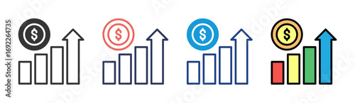 Revenue Growth Icon Set Multiple Style Collection