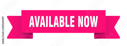 available now ribbon isolated on transparent background. available now ribbon
