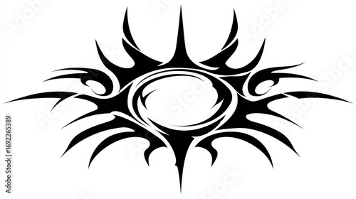 Intricate Black Tribal Design with Dynamic Swirls and Sharp Lines for Creative Art Projects and Designs