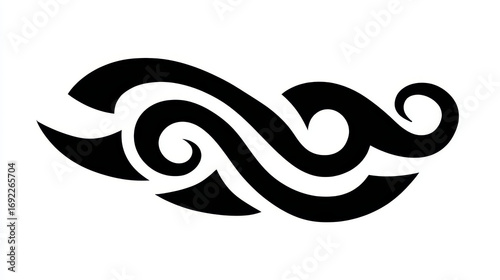 Black Wave Design with Swirls and Curves for Elegant Decorative Artwork and Textile Patterns