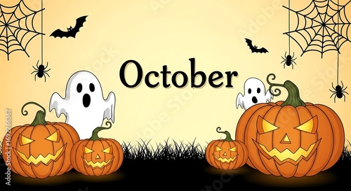 October with Pumpkins and Ghosts