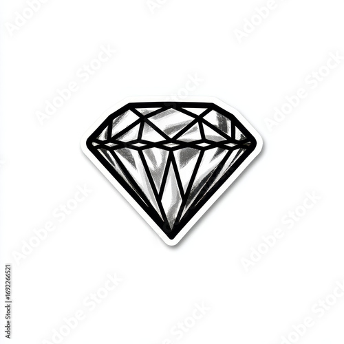 Black and White Illustration of a Unique Diamond Shape with Intricate Geometric Patterns