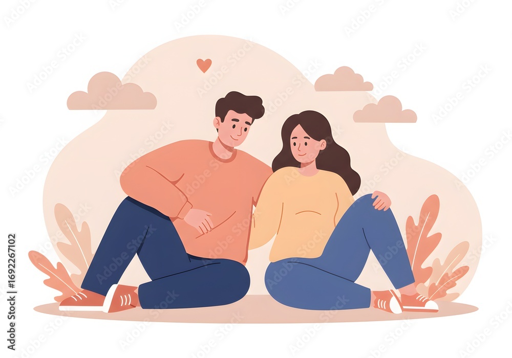 Fototapeta premium Happy Couple Sitting Together