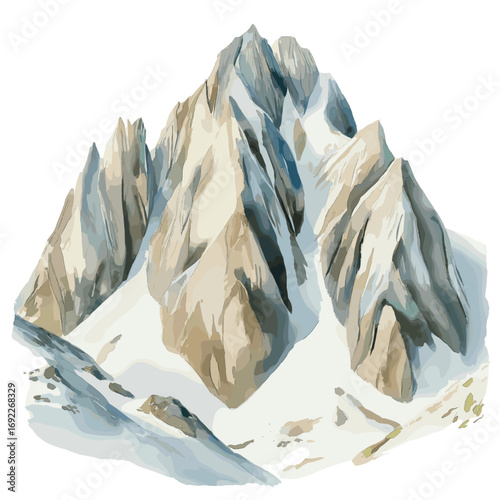 Zugspitze. Zugspitze watercolor vector illustration