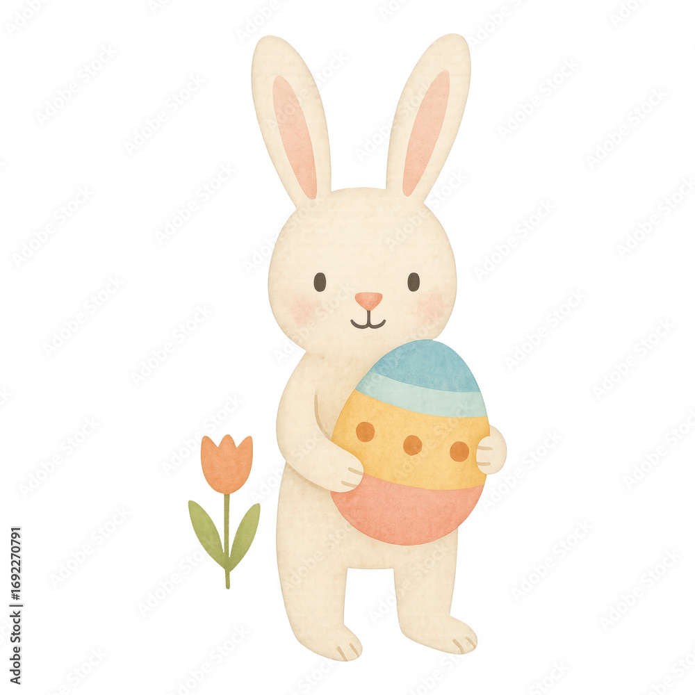 Fototapeta premium PNG Cute bunny holding Easter egg