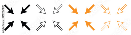 Full Screen Icon Set – Expand and Enlarge Arrows Symbol, Vector Outline Design for Apps and Websites.