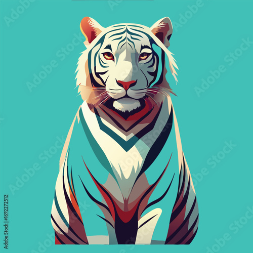 white tiger full body vector art.