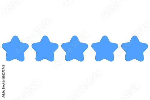 blue five stars rating concept over transparent background