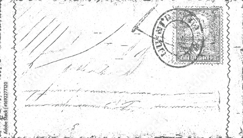 An aged postcard with a postage stamp and handwritten script, showing signs of wear and tear.