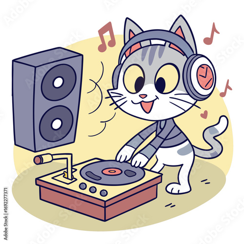 cartoon cat playing music