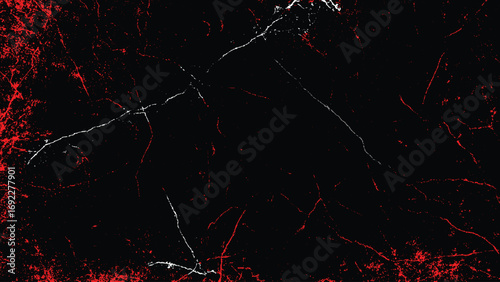 Abstract background with red and white crackle texture on black.
