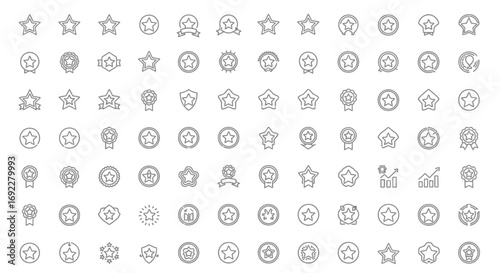 Vector Icons Set of Comprehensive set of hand drawn star icons for awards success and ratings. EPS Editable