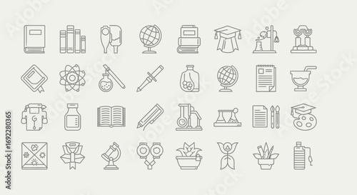 Vector Icons Set of Education and Science Themed Outline Icon Set for Learning. EPS Editable