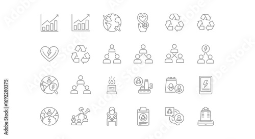 Vector Icons Set of ESG Environmental Social Governance and CSR Line Icon Set. EPS Editable