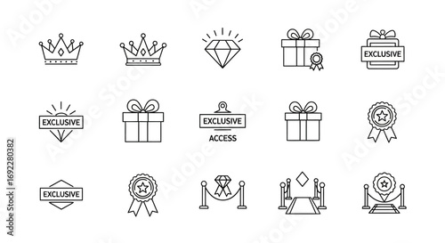 Vector Icons Set of Exclusive access and premium quality thin line icon set collection. EPS Editable