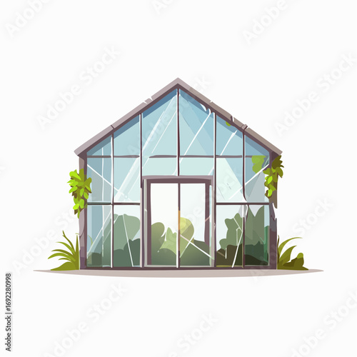 Rustic Glass Greenhouse Illustration