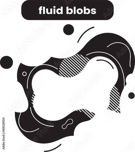 Real estate fluid blobs icon design on Black and White Vector Backgrounds