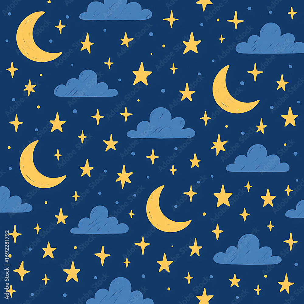 Fototapeta premium moon and stars starry night pattern