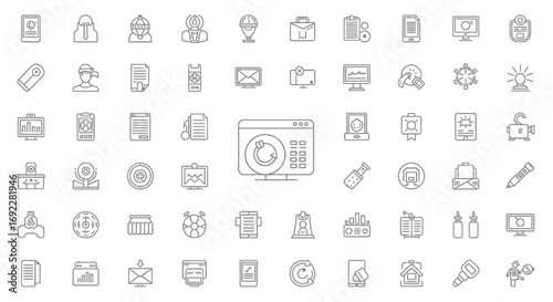Vector Icons Set of Large Collection of Universal Thin Line Icons for Business and Technology. EPS Editable