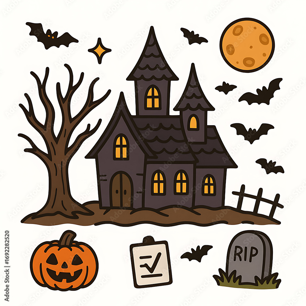 Fototapeta premium halloween background with haunted house